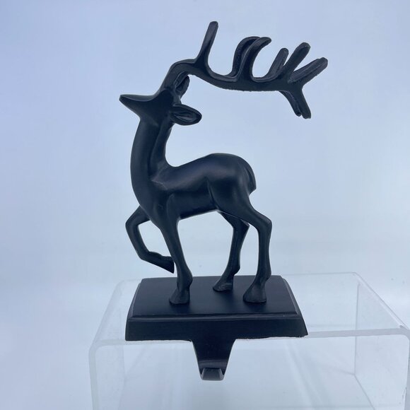 black metal reindeer stocking holders with antler holiday decor pair - Picture 6 of 9
